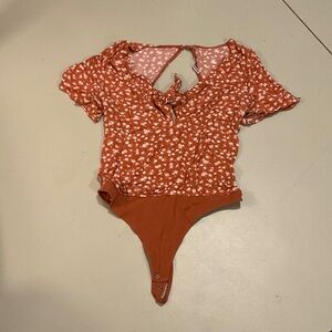 Abercrombie & Fitch Orange Floral Body Suit